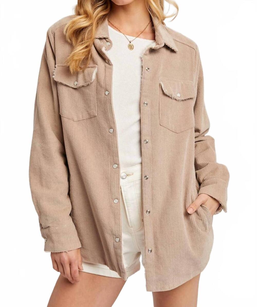 NEW BLUIVY corduroy sherpa-lined jacket in stone